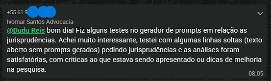 Advogado aprova o gerador de prompts para pesquisa de jurisprudências